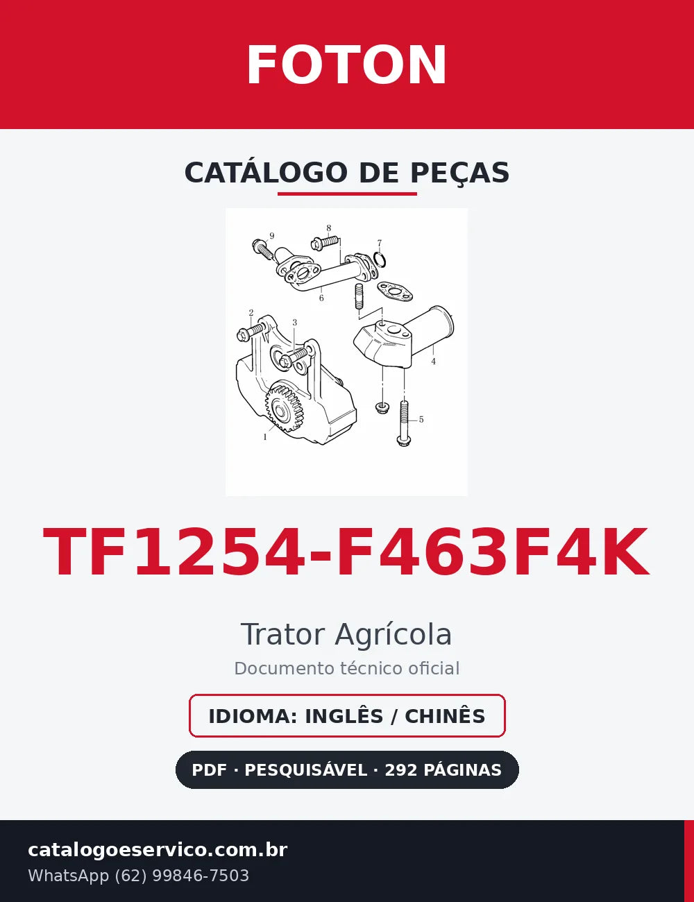 Capa Catálogo de Peças Foton TF1254-F463F4K Trator Agrícola