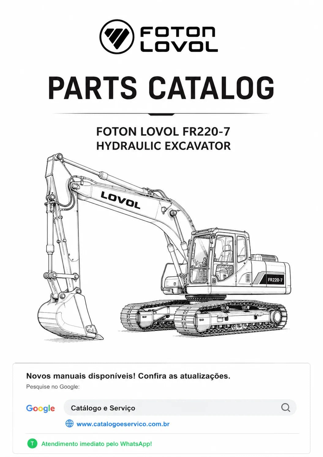 Catálogo de Peças FR220-7 Foton Lovol Escavadeira Hidráulica