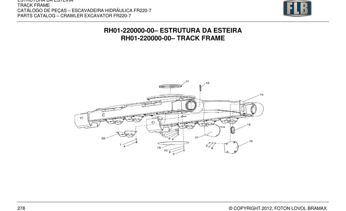 Catálogo de Peças FR220-7 Foton Lovol Escavadeira Hidráulica - página estratégica 1