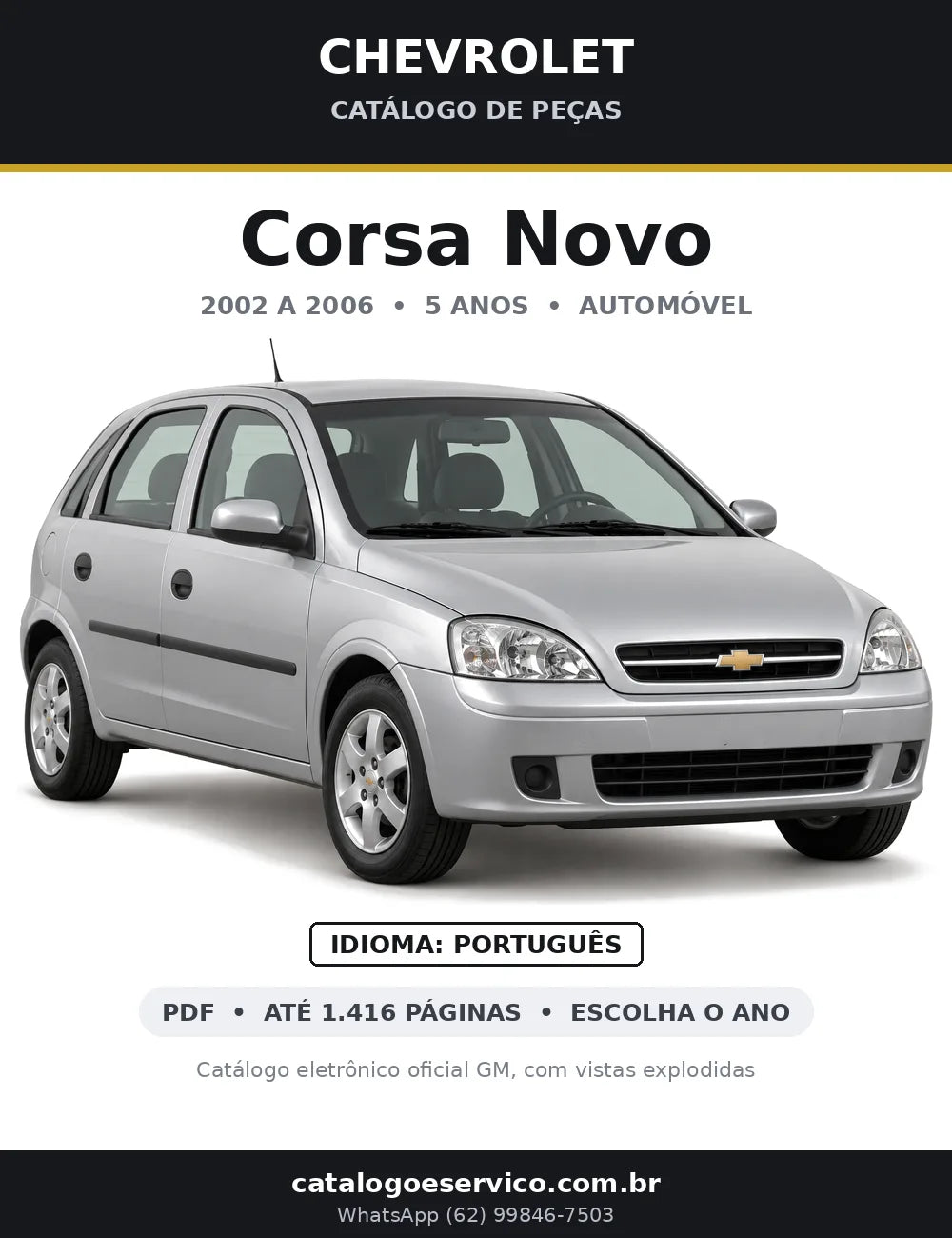 Capa do catálogo de peças Chevrolet Corsa Novo 2002 a 2006