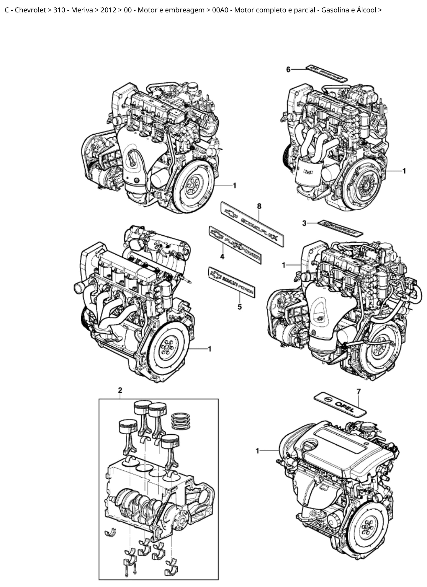 Catálogo de Peças Chevrolet Malibu 2010-2012 — vista explodida 3 (pág. 1 do PDF)