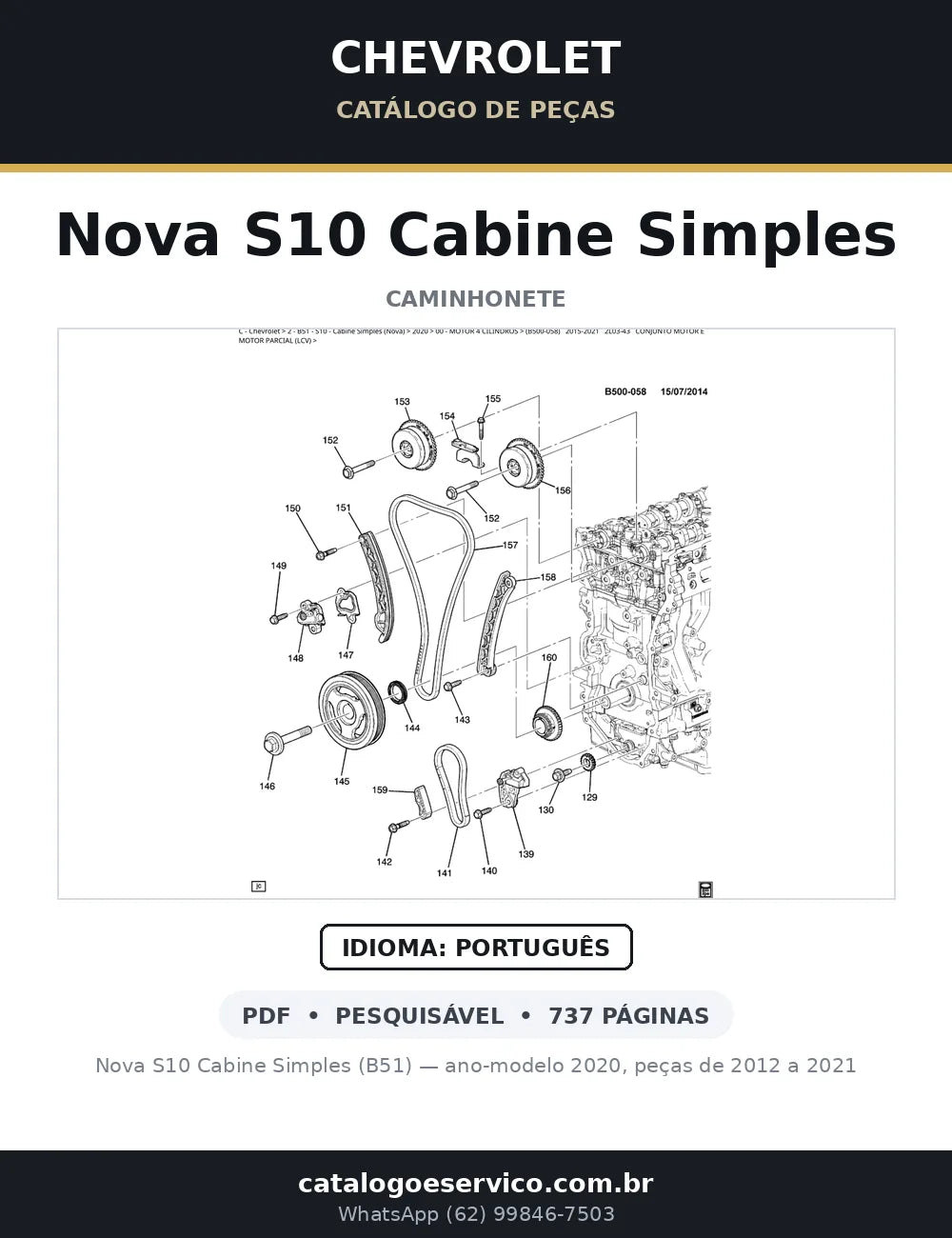 Catálogo de Peças Chevrolet Nova S10 Cabine Simples 2012-2021 — capa