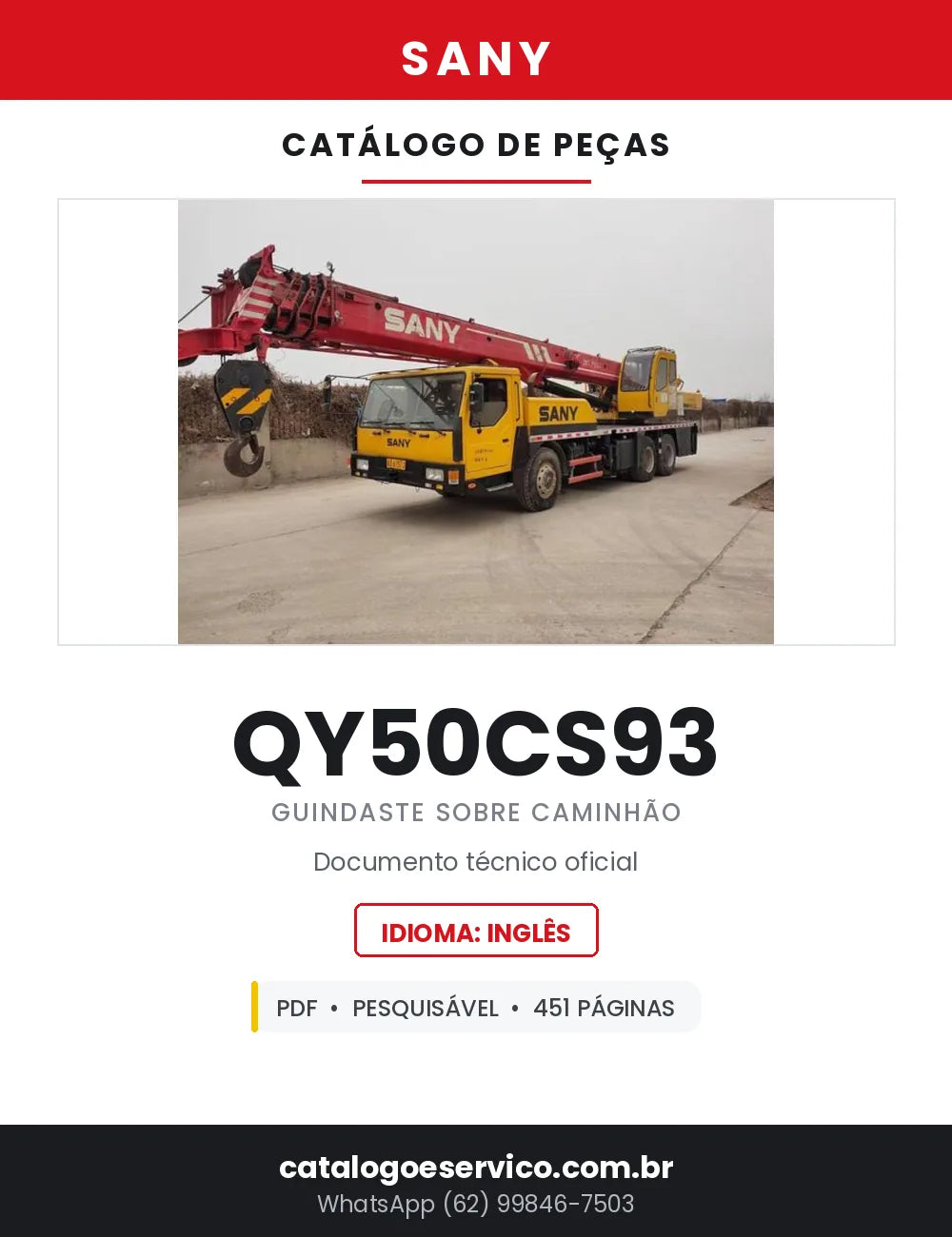 Catálogo de Peças SANY QY50CS93 Guindaste sobre Caminhão — 451 Páginas em PDF — capa