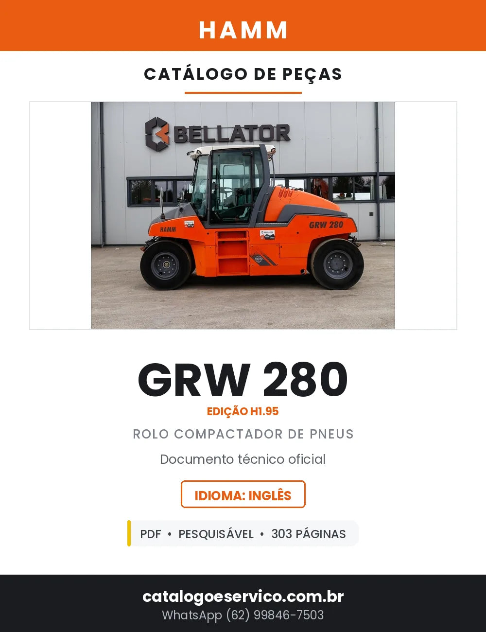 Catálogo de Peças HAMM GRW 280 Rolo Compactador de Pneus — 303 Páginas em PDF — capa