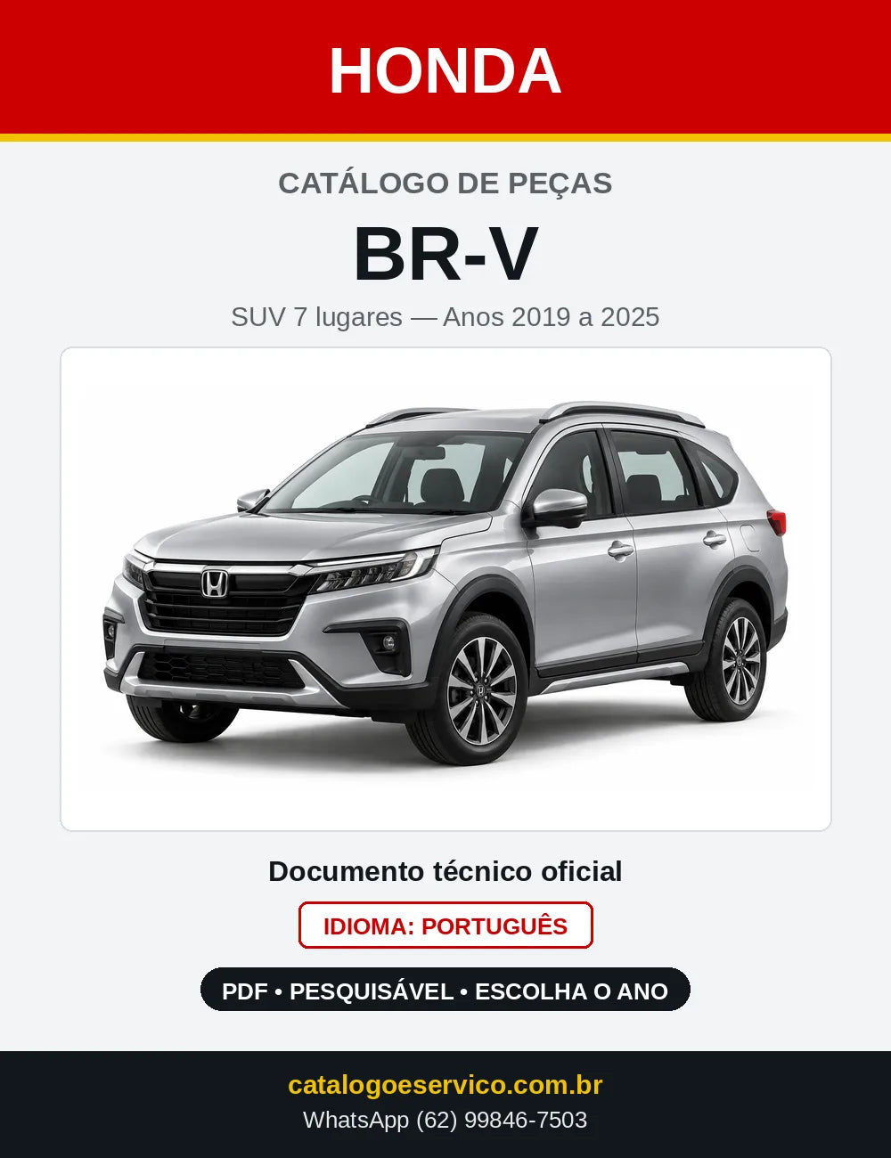 Capa do Catálogo de Peças Honda BR-V 2019 a 2025 em PDF