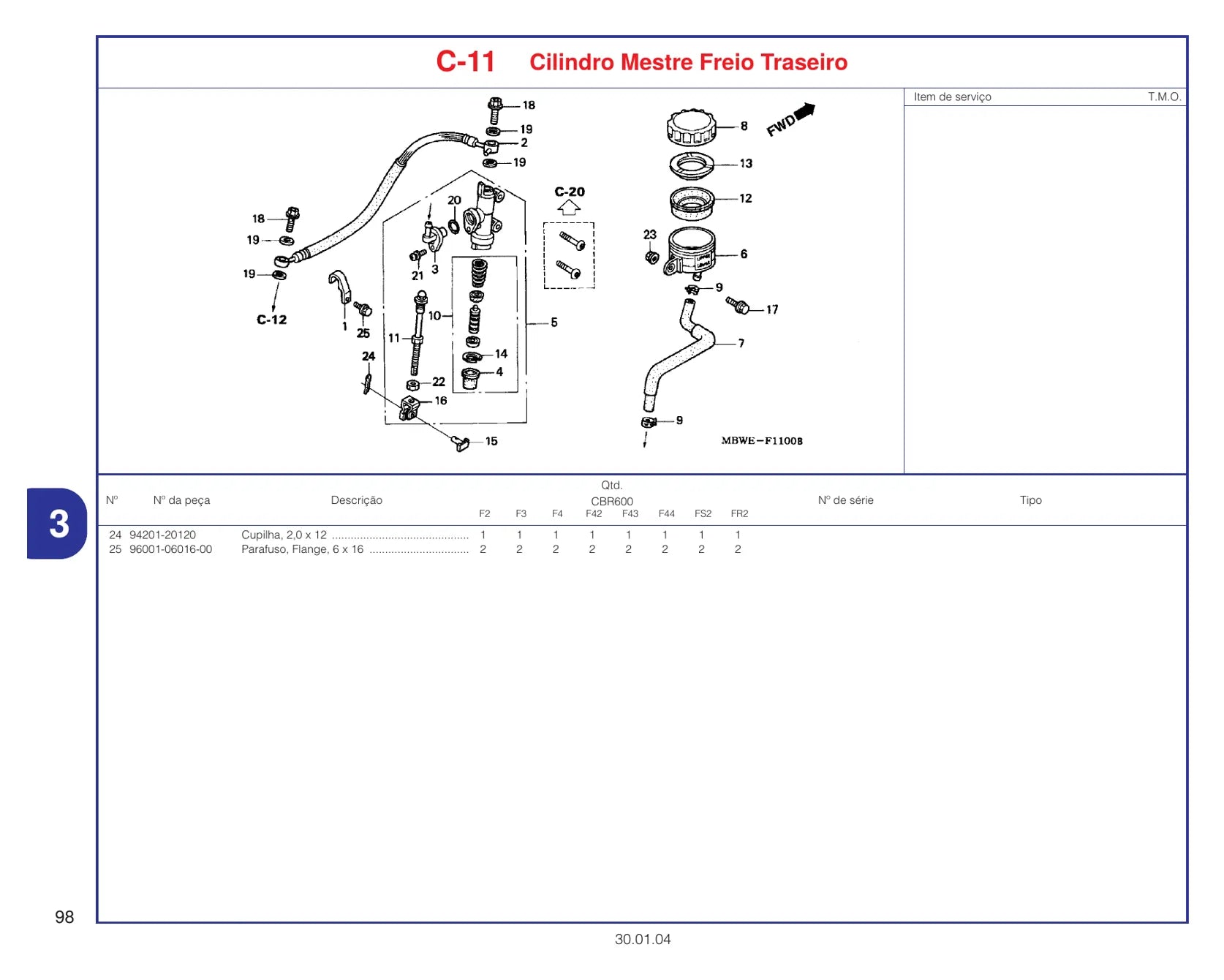 Catálogo De Peças Honda Cbr600 F1 F2 F3 — vista explodida
