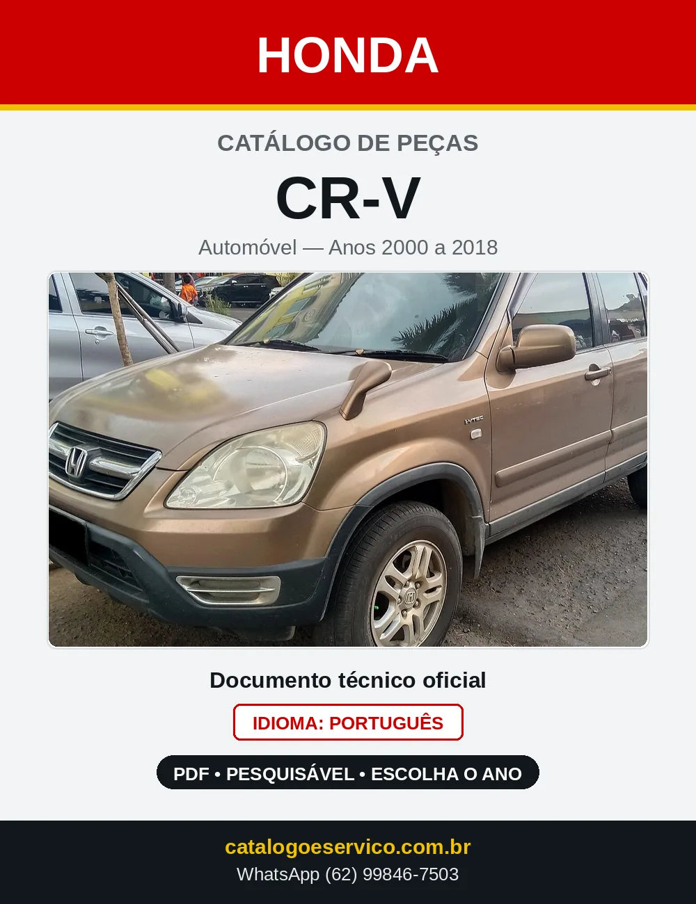 Capa do Catálogo de Peças Honda CR-V 2000 a 2018 em PDF