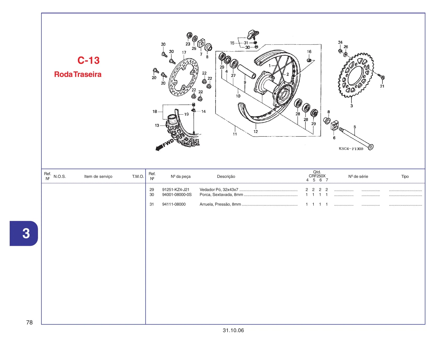 Catálogo De Peças Honda Crf250x 2004-2007 — vista explodida