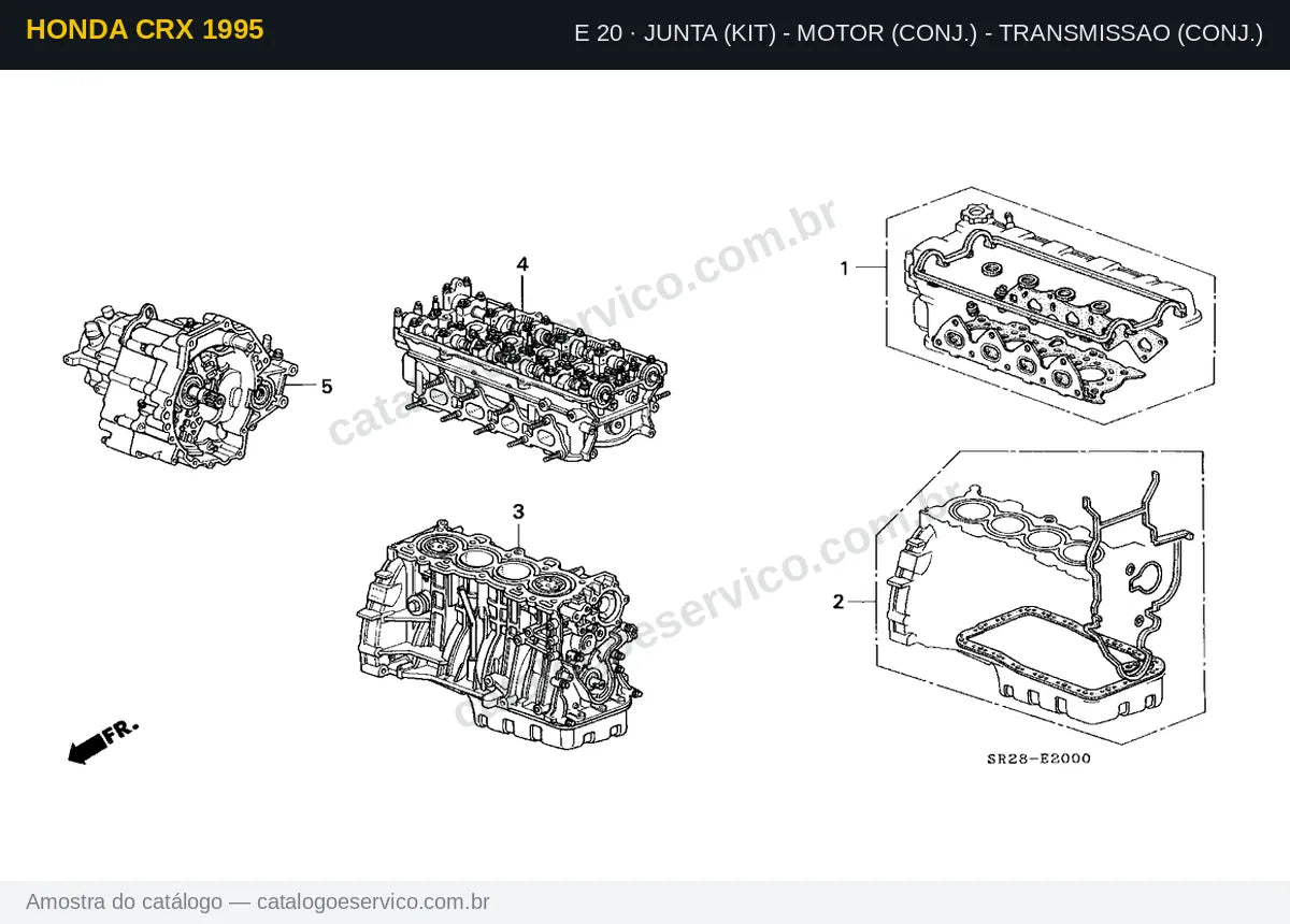 Vista explodida Junta (Kit) - Motor (Conj.) - Transmissao (Conj.) — Honda CRX del Sol 1995