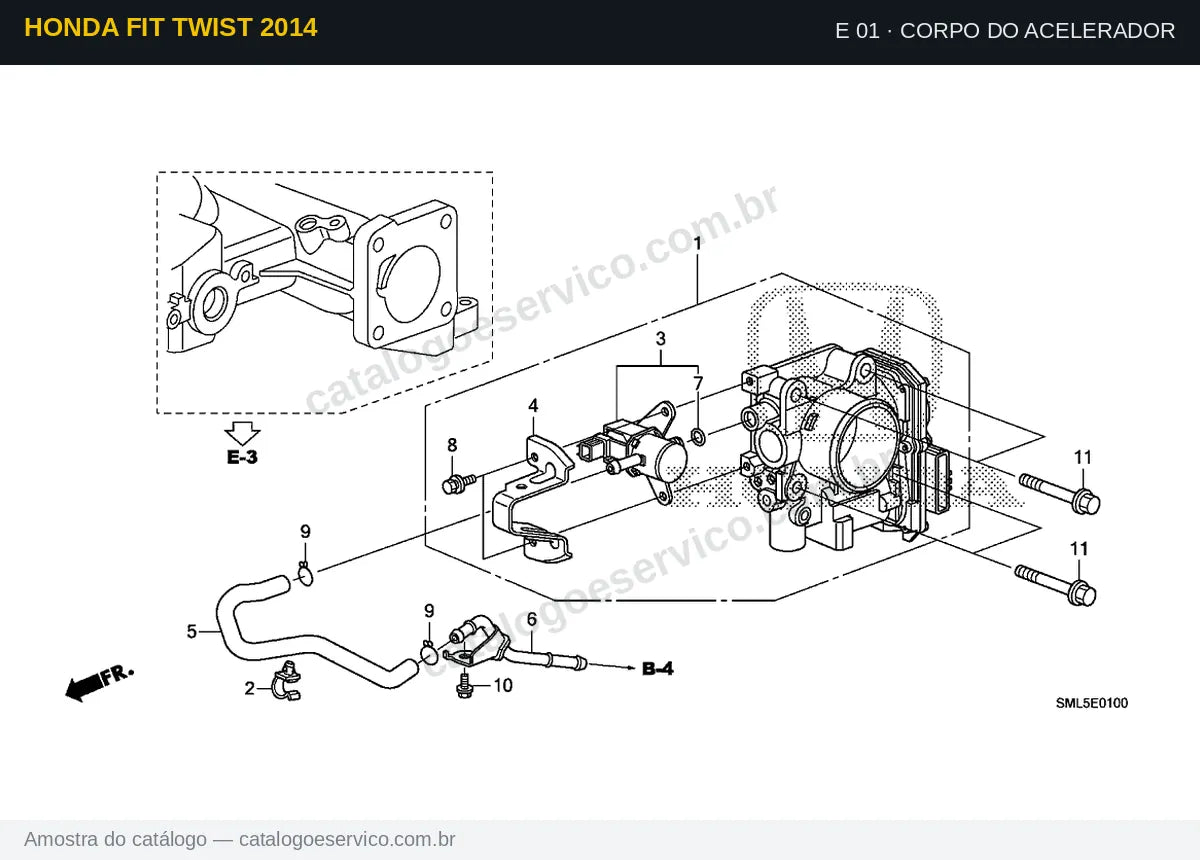 Vista explodida Corpo Do Acelerador — Honda Fit Twist 2014