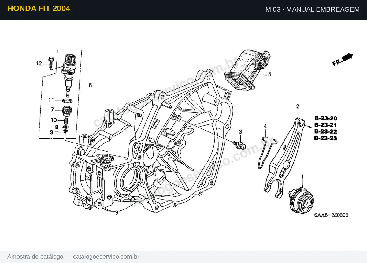 Vista explodida Manual Embreagem — Honda Fit 2004