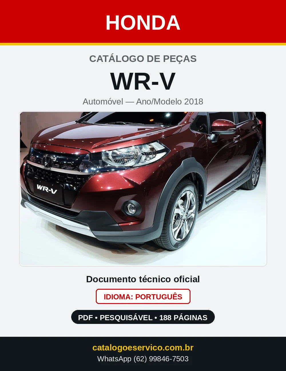 Capa do Catálogo de Peças Honda WR-V 2018 em PDF