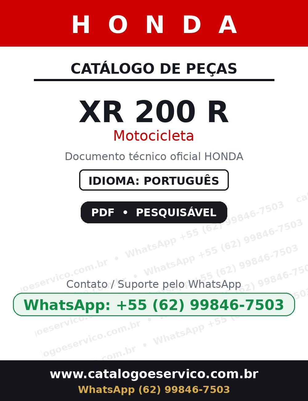 HONDA XR 200 R — Catálogo de Peças