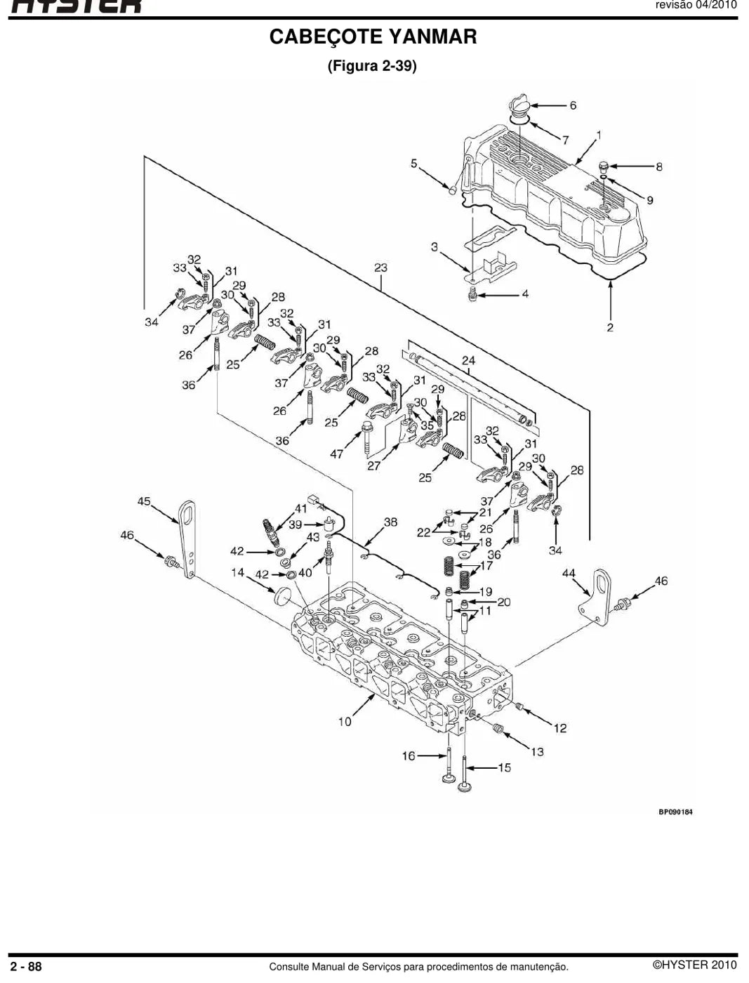 Detalhe de componentes ilustrados no Catálogo de Peças Hyster H40FT a H70FT (Fortis)