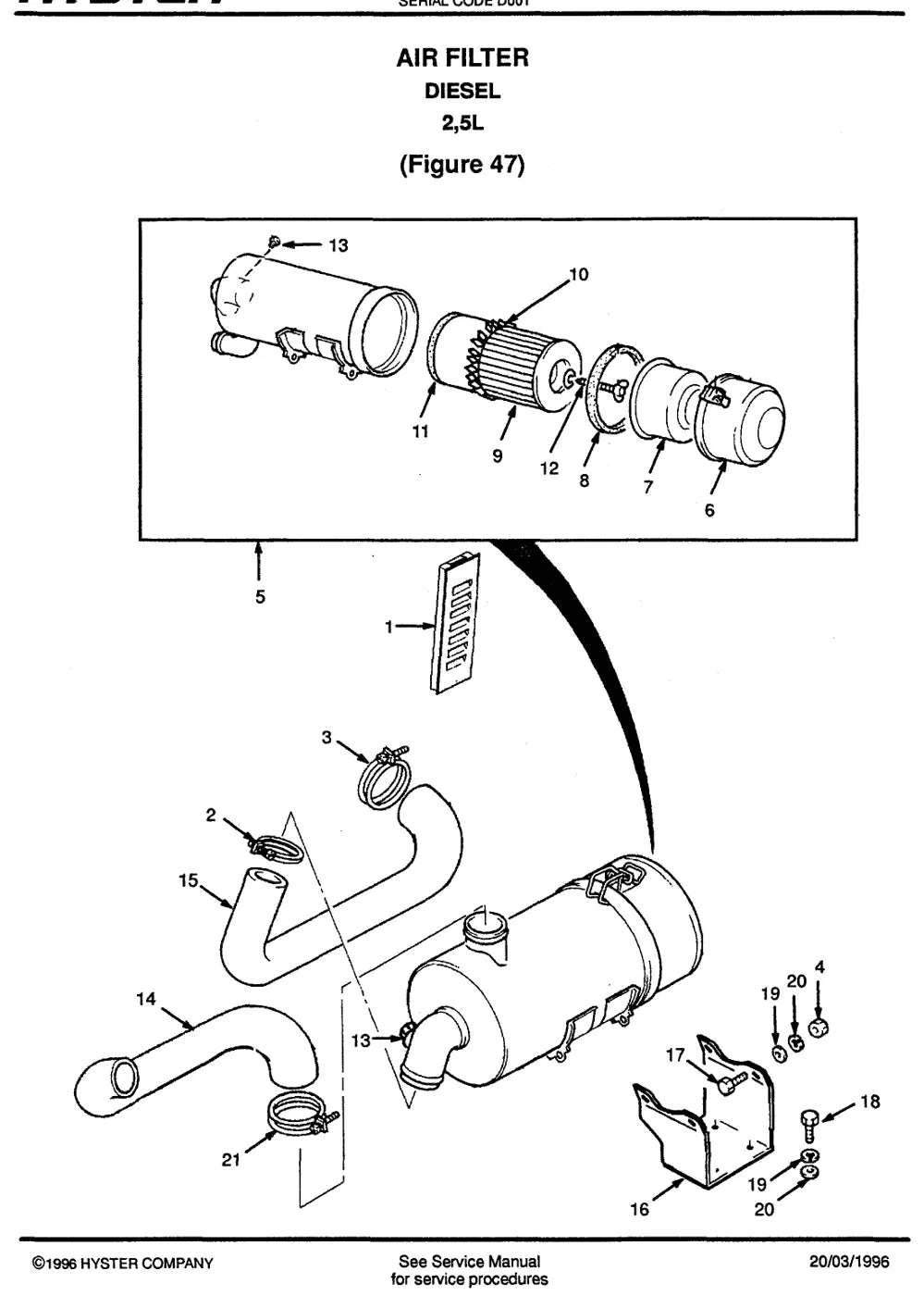 Detalhe de componentes ilustrados no Catálogo de Peças Hyster H1.50XM a H2.00XMS