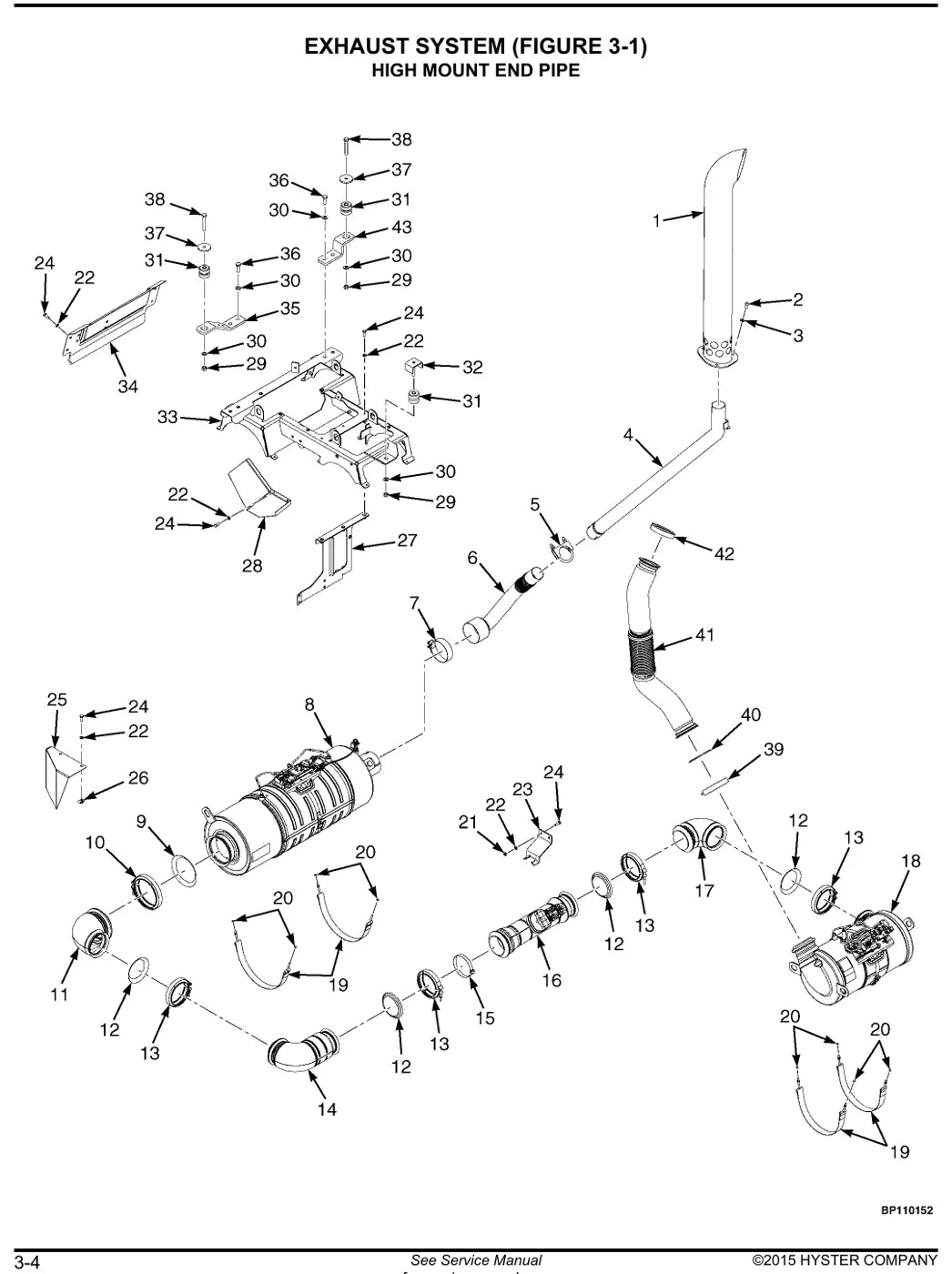 Conjunto ilustrado com números de peça originais — Hyster H16XM-12EC a H22XM-12EC