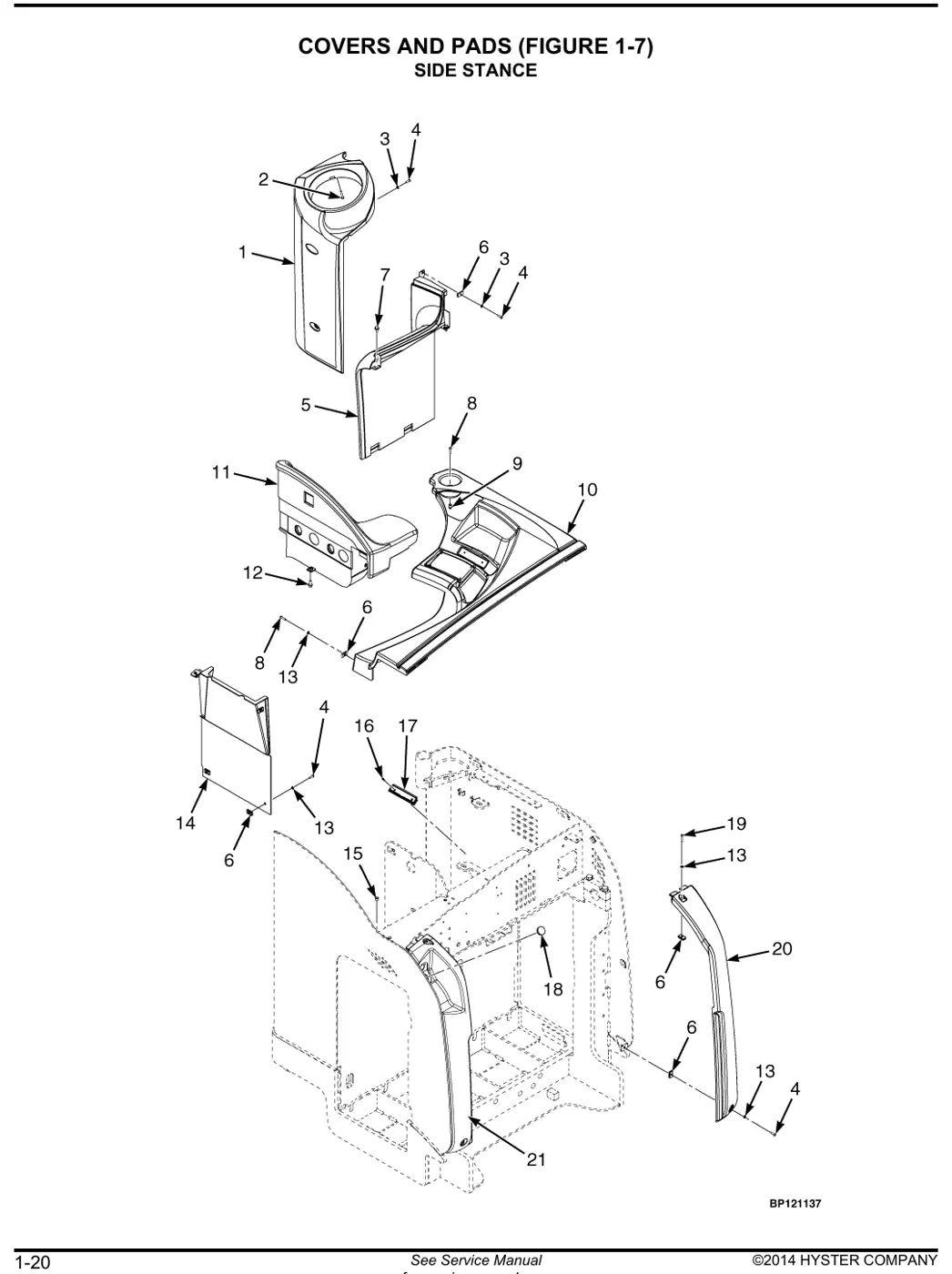 Vista explodida de conjunto do Catálogo de Peças Hyster N45ZR2 e N35ZDR2 (D264)
