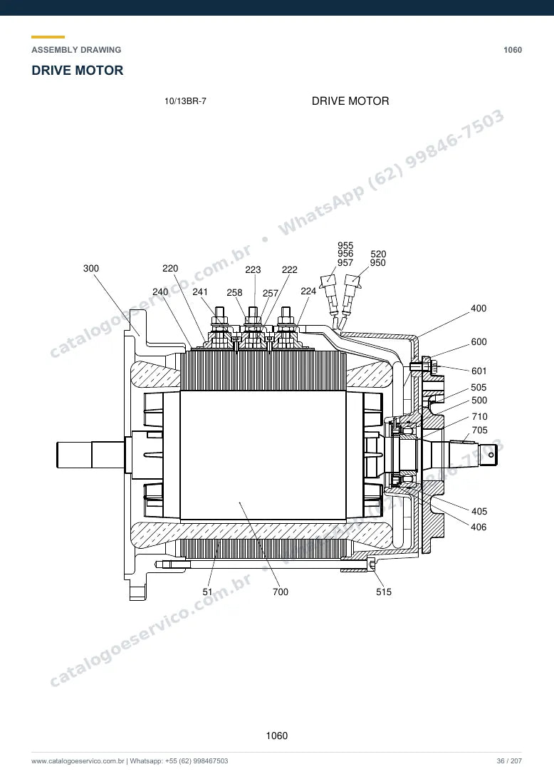 Catálogo de peças Hyundai 10/13BR-7: desenho de montagem — motor de tração e controle elétrico