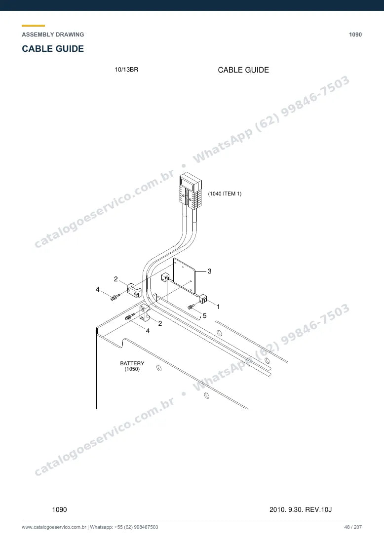 Catálogo de peças Hyundai 10/13BR-7: desenho de montagem — cabine, assento e comandos