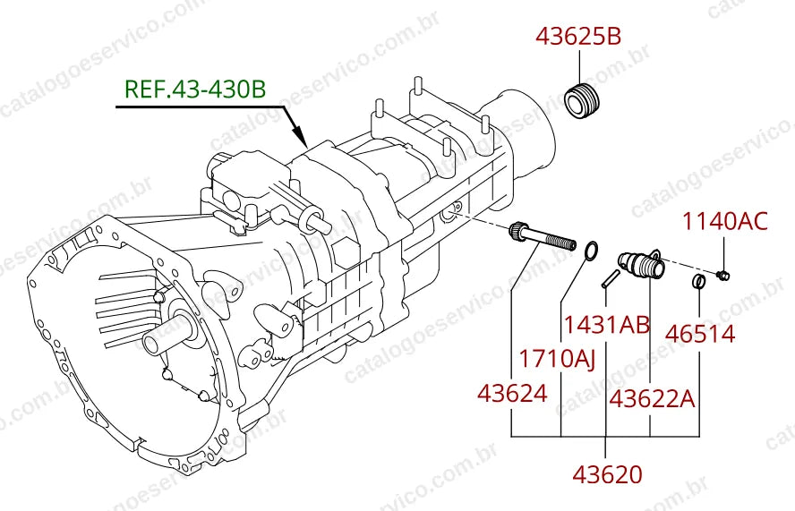 Vista explodida do conjunto transmissão (Engrenagem da unidade do velocimetro (m/t)) no Catálogo de Peças Hyundai H-100 Truck