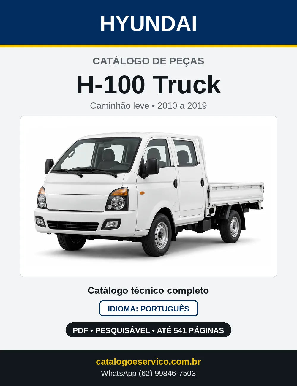 Capa do Catálogo de Peças Hyundai H-100 Truck em PDF