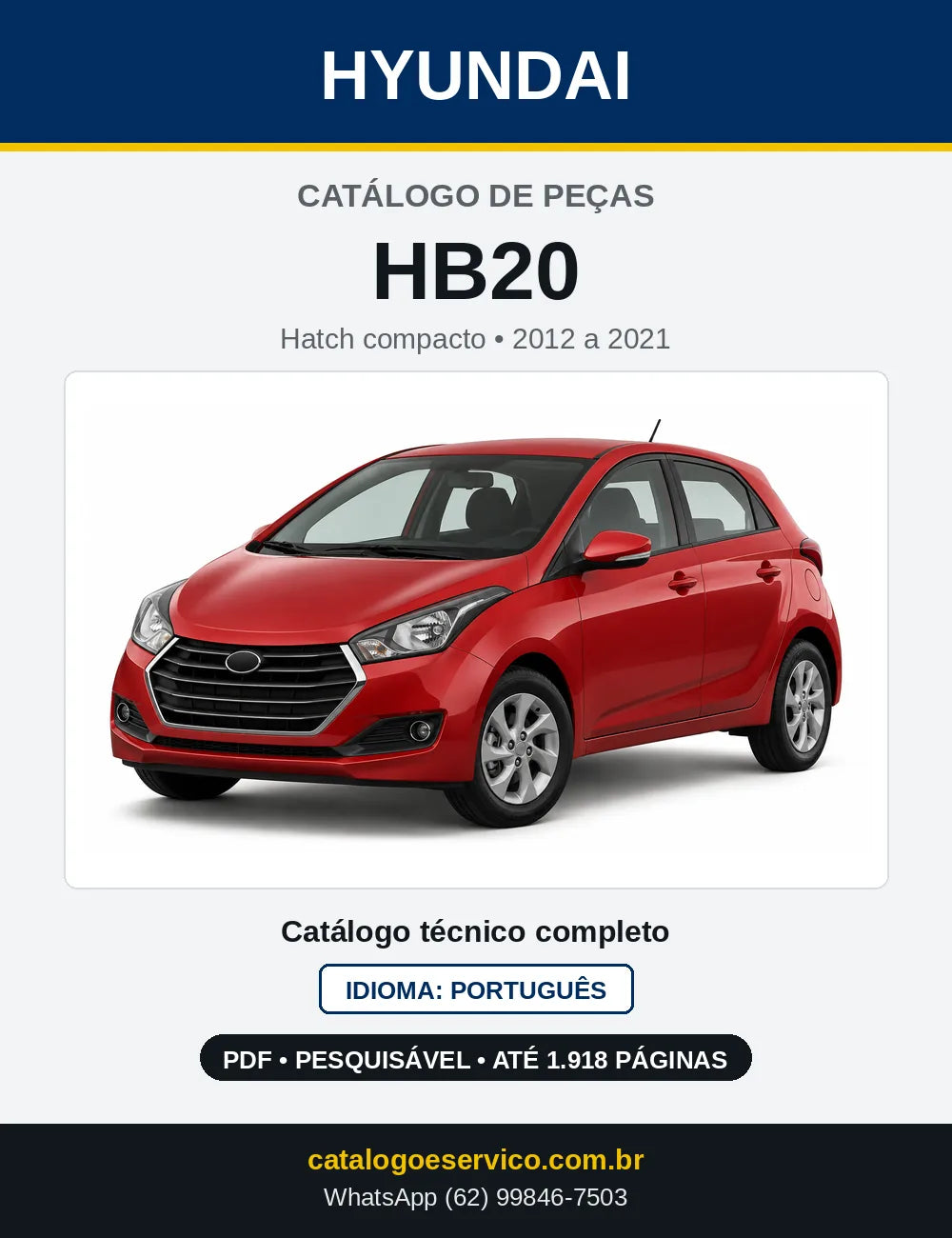 Capa do Catálogo de Peças Hyundai HB20 em PDF