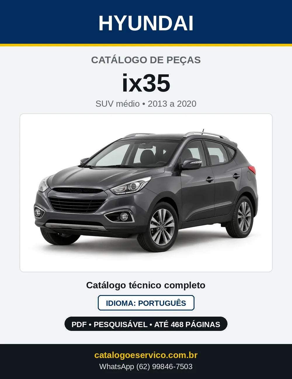 Capa do Catálogo de Peças Hyundai ix35 em PDF