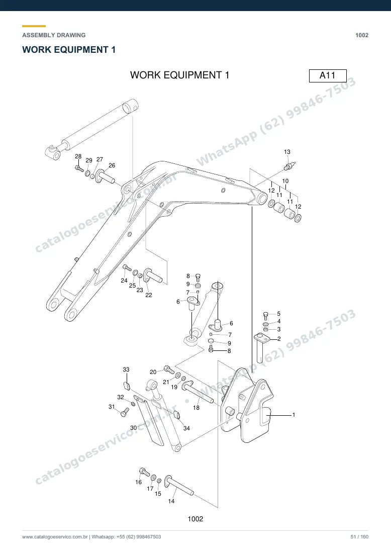 Catálogo de peças Hyundai R15-7: desenho de montagem
