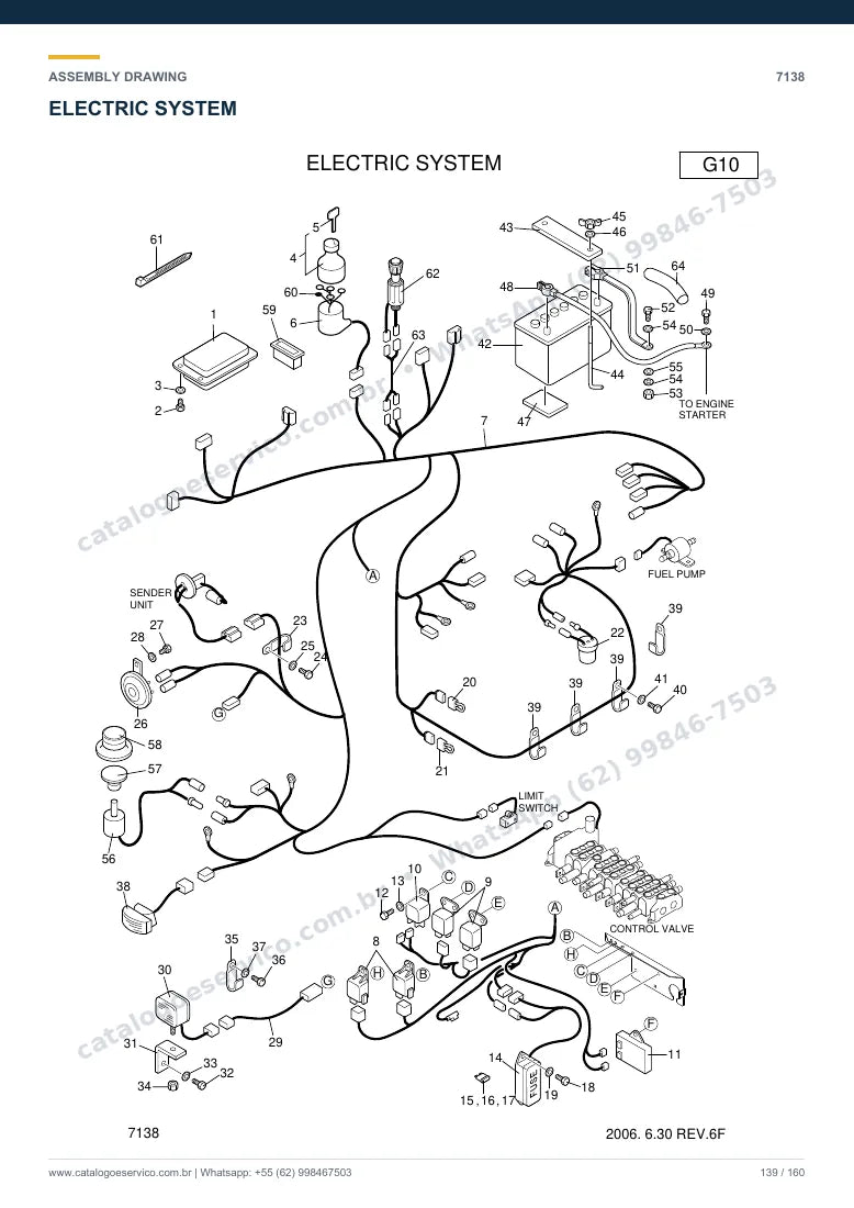 Catálogo de peças Hyundai R15-7: desenho de montagem — sistema elétrico e controle