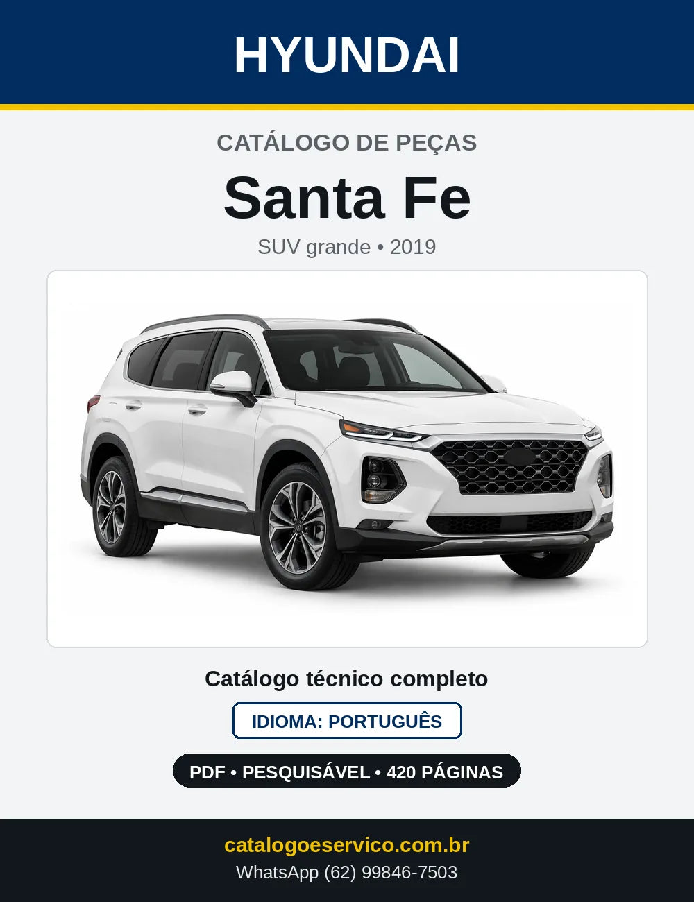 Capa do Catálogo de Peças Hyundai Santa Fe em PDF