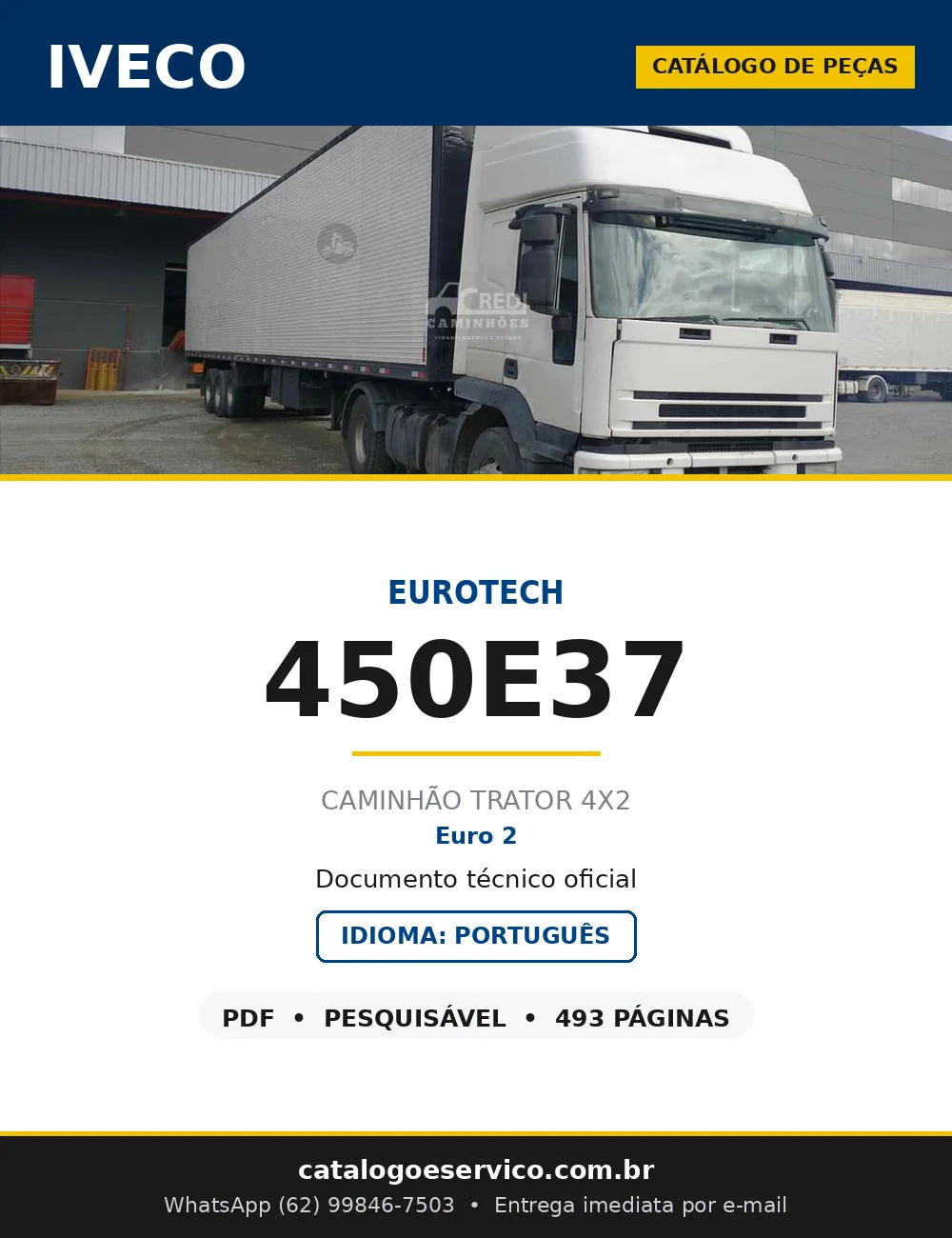 Capa do Catálogo de Peças Iveco EuroTech 450E37 Trator 4x2 Euro 2 — 493 Páginas em PDF