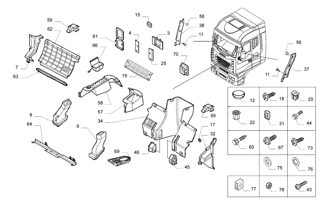 Vista explodida 2 do catálogo de peças Iveco Trakker Ecoline 380T44 AD