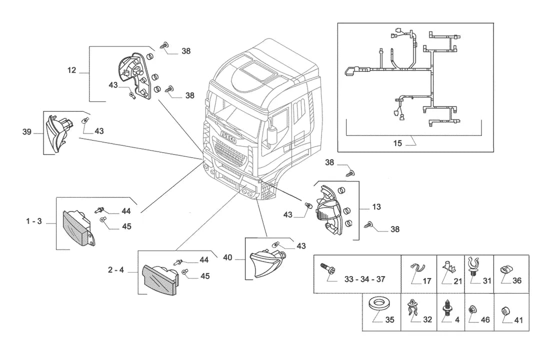 Vista explodida 1 do catálogo de peças Iveco Novo Stralis Ecoline 460S33T AT