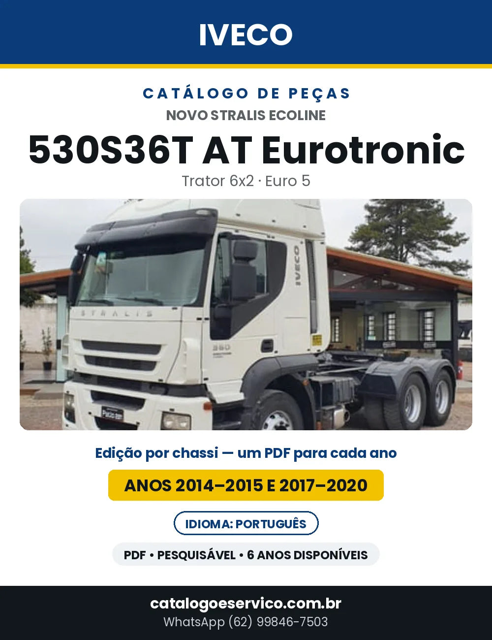 Catálogo de Peças Iveco Novo Stralis Ecoline 530S36T AT Eurotronic Trator 6x2 Euro 5 — Anos 2014–2015 e 2017–2020 | PDF por Ano