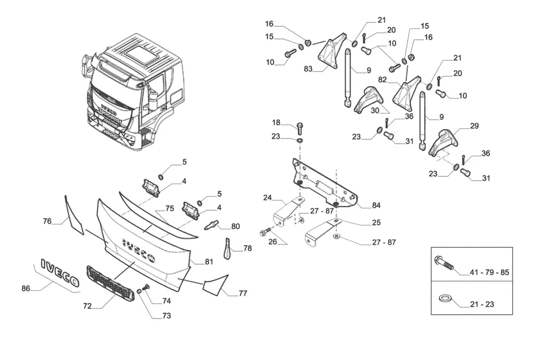 Vista explodida 2 do catálogo de peças Iveco Tector Ecoline 11-190
