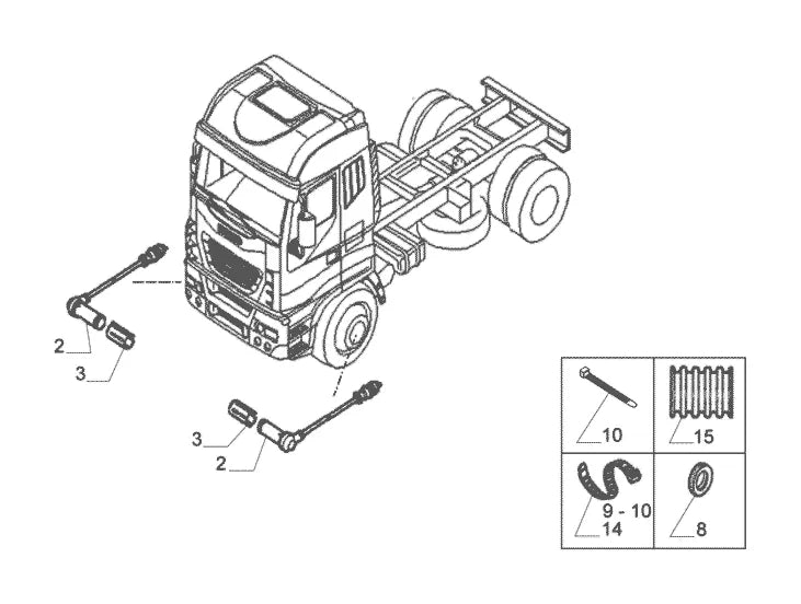 Vista explodida 2 do catálogo de peças Iveco Tector Ecoline 17-300 Aut.