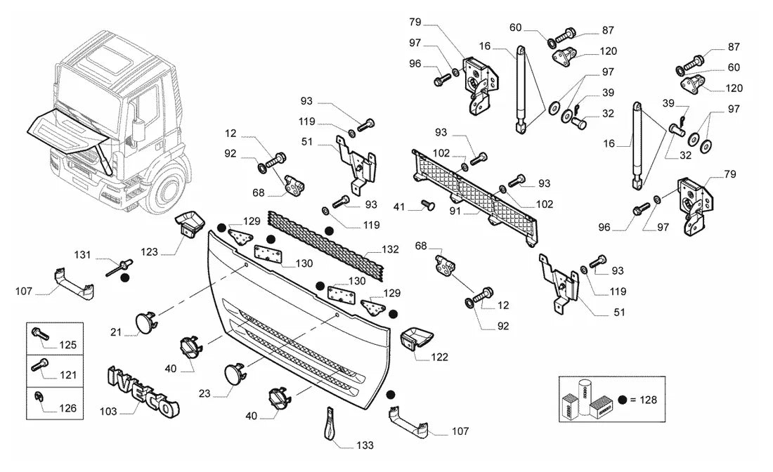 Vista explodida 1 do catálogo de peças Iveco Trakker Ecoline 410T44 AT Eurotronic