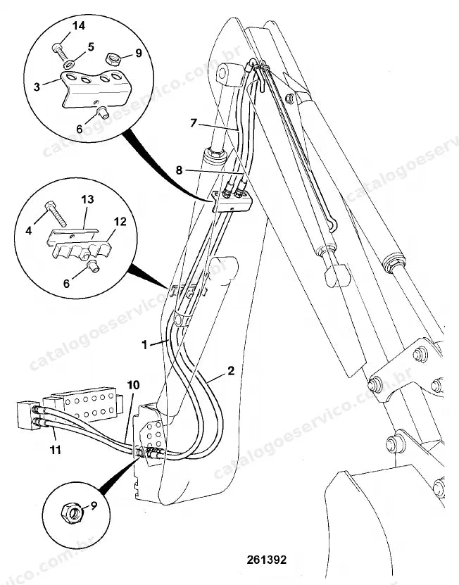Catálogo de peças JCB 3CXSM-4 — vista explodida 3 de 4