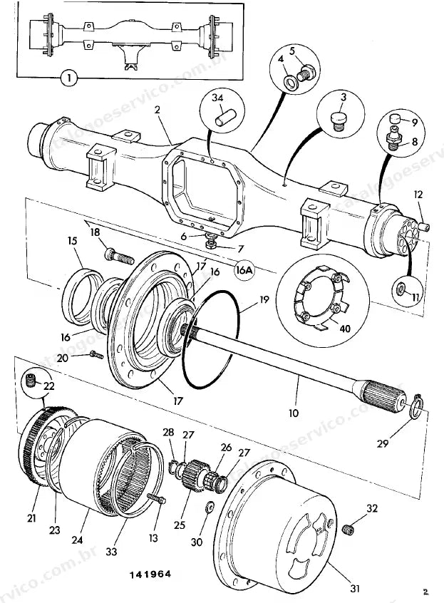 Catálogo de peças JCB 407 — vista explodida 1 de 4