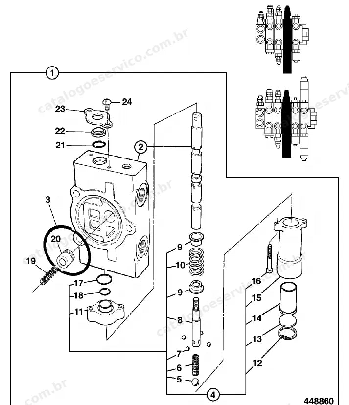 Catálogo de peças JCB 408ZX — vista explodida 1 de 4