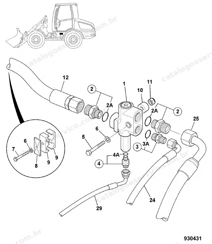 Catálogo de peças JCB 409 — vista explodida 1 de 4