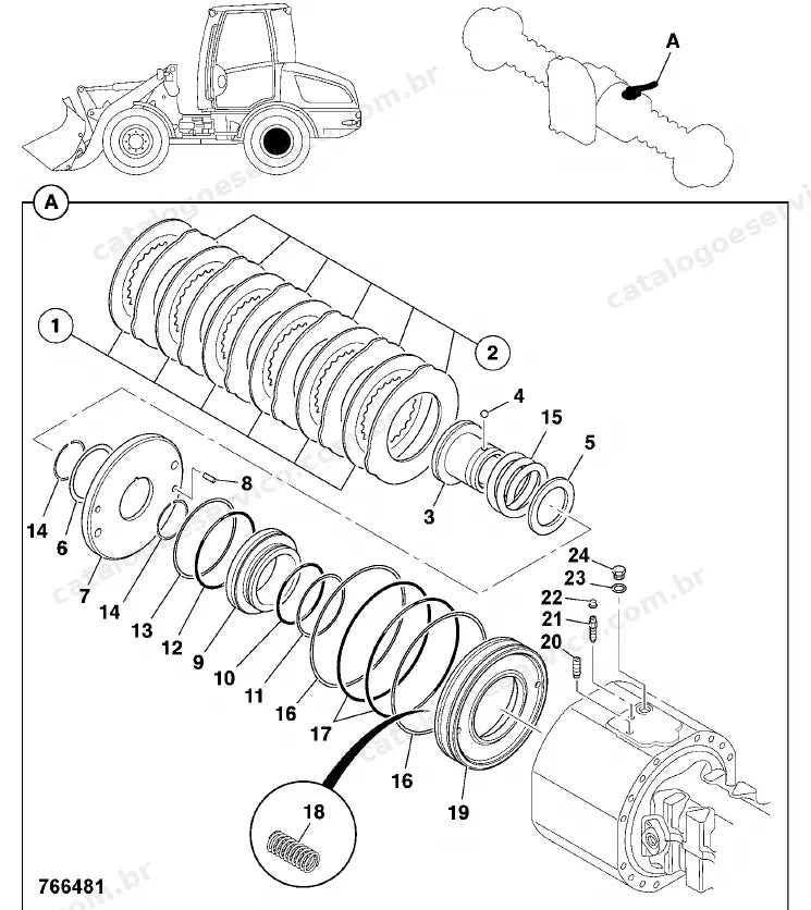 Catálogo de peças JCB 409 — vista explodida 4 de 4