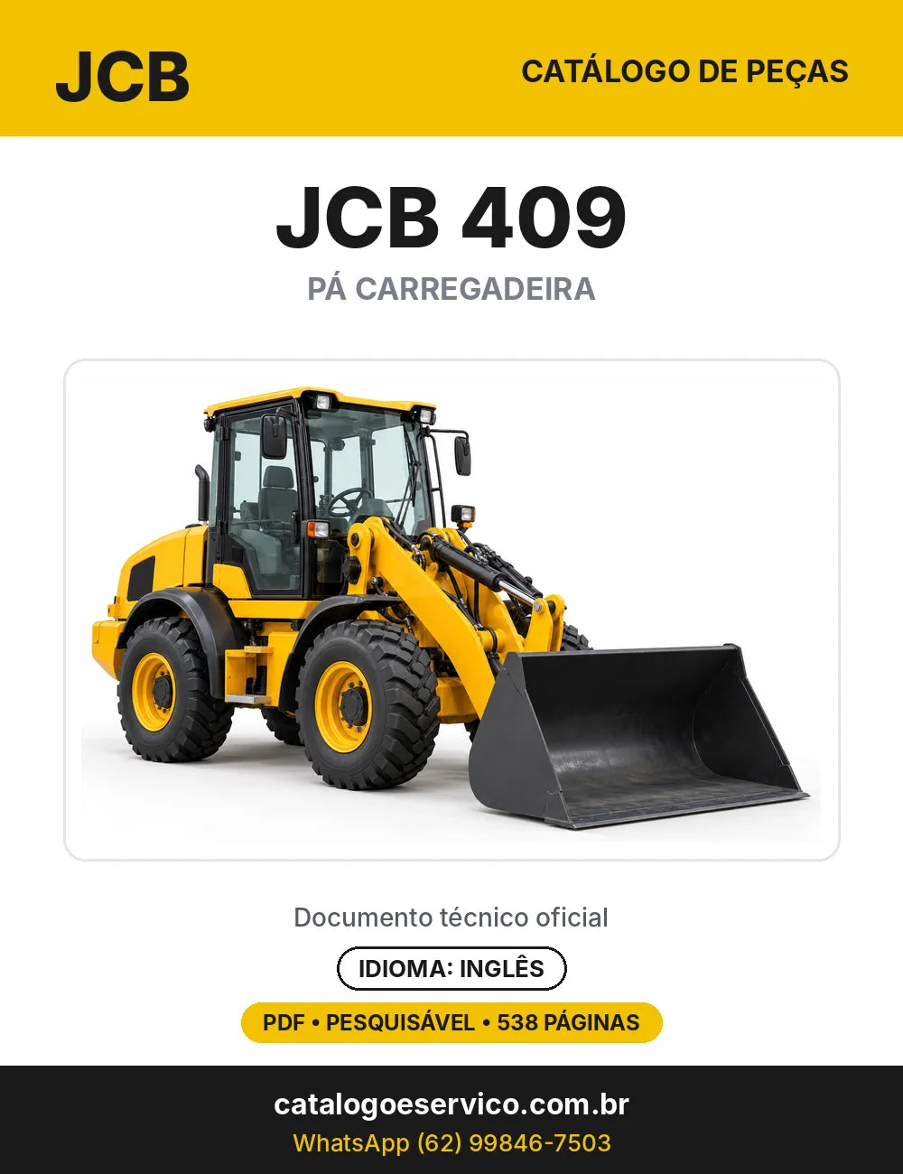 Catálogo de peças JCB 409 — capa do catálogo em PDF