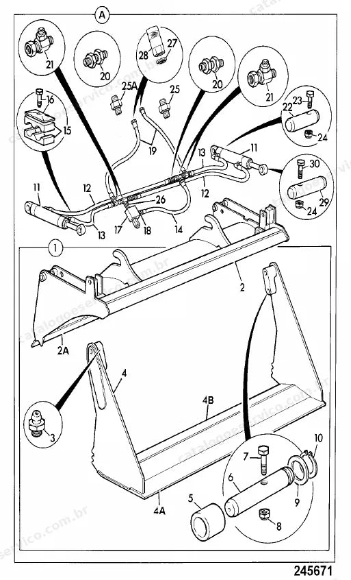 Catálogo de peças JCB 409ZX — vista explodida 4 de 4