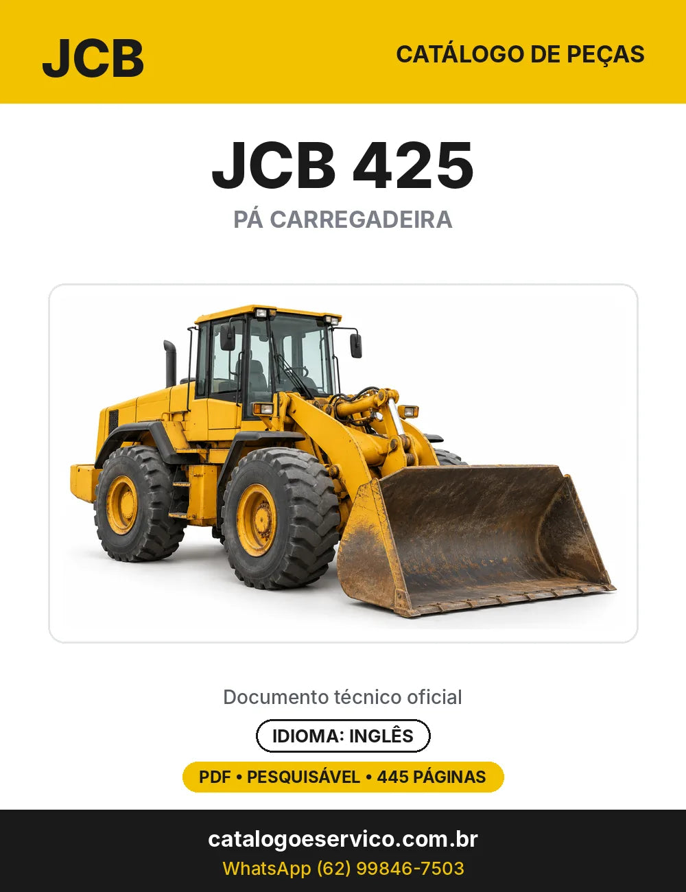 Catálogo de peças JCB 425 — capa do catálogo em PDF