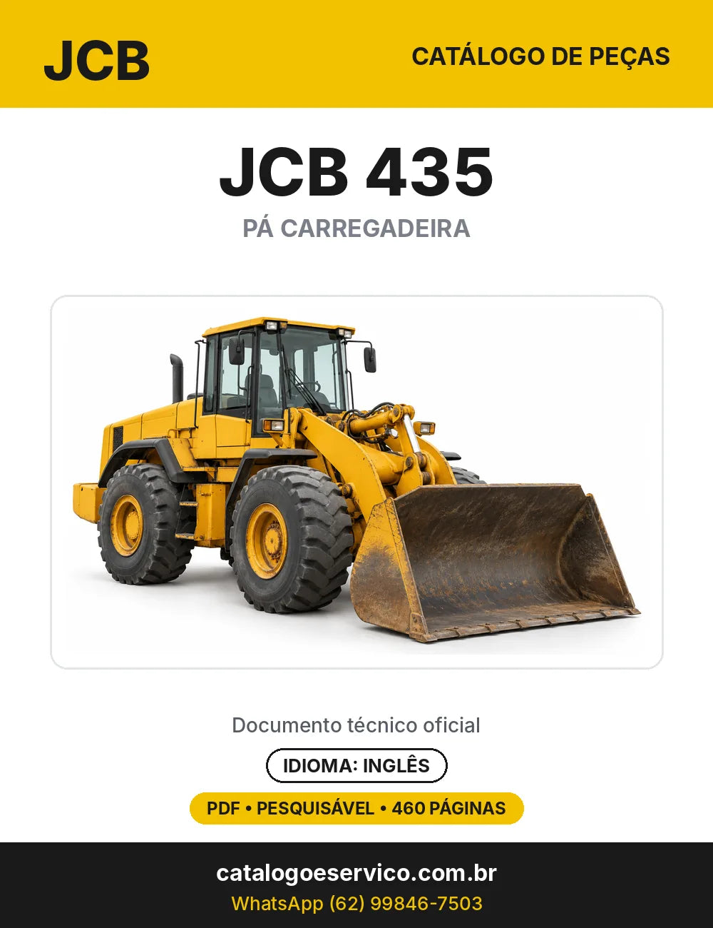 Catálogo de peças JCB 435 — capa do catálogo em PDF