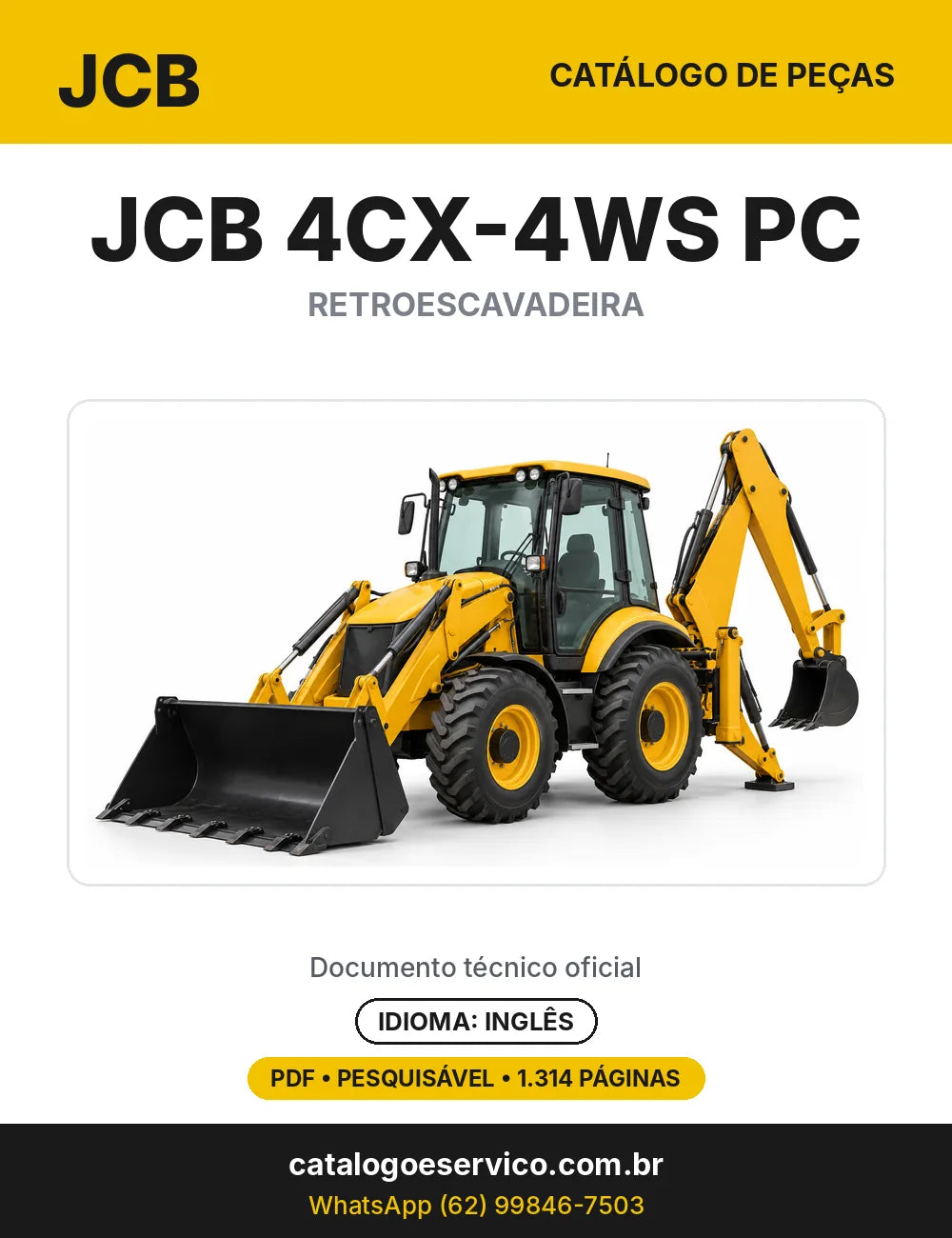 Catálogo de peças JCB 4CX-4WS PC — capa do catálogo em PDF