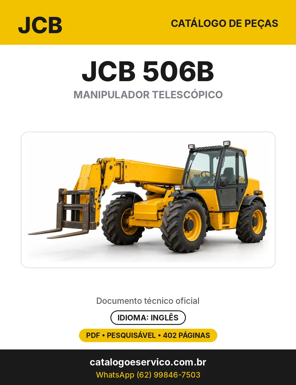 Catálogo de peças JCB 506B — capa do catálogo em PDF