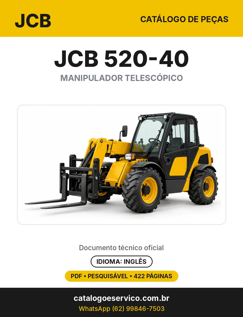 Catálogo de peças JCB 520-40 — capa do catálogo em PDF