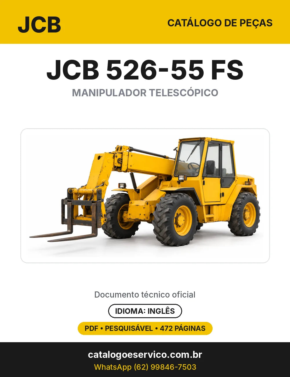 Catálogo de peças JCB 526-55 FS — capa do catálogo em PDF